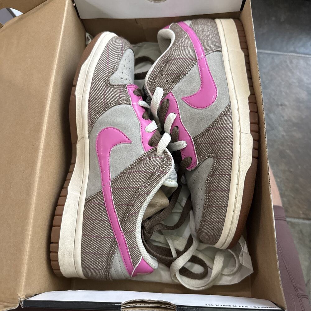 Size 8.5 - Nike Dunk NKE Low Plaid - Granite Pinkfire W LEP